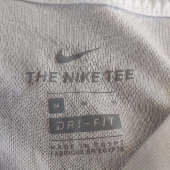 Nike Men's T-shirt Dri-Fit White Blue Swoosh Size M Short Sleeve. - Picture 5 of 6